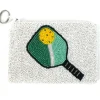 Tiana Design Accessories | The Beaded Pickleball Pouch in White Green