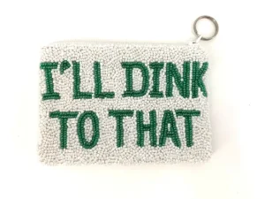 Tiana Design Accessories | The Beaded Pickleball Pouch in White Green