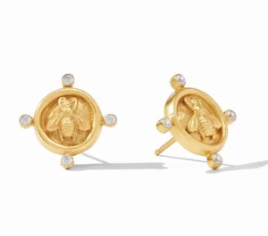 Julie Vos Accessories | Earrings | The Bee Cameo Stud in Gold CZ