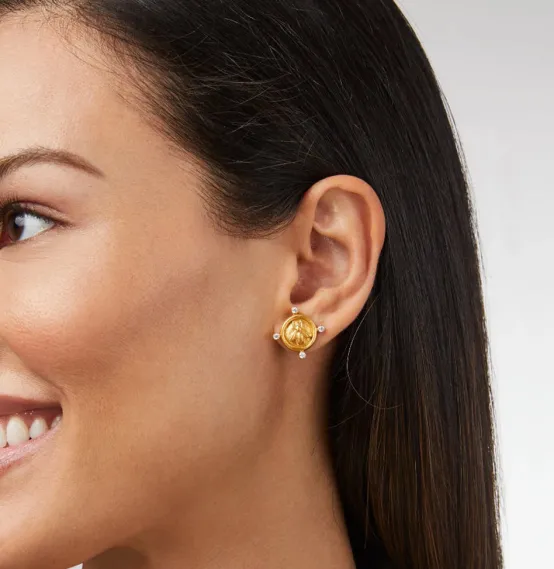 Julie Vos Accessories | Earrings | The Bee Cameo Stud in Gold CZ