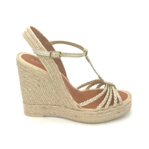 Casteller Espadrilles | The Braided T-Strap Espadrille in Platino Metallic