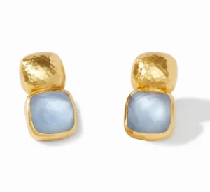 Julie Vos Earrings | Accessories | The Catalina Crystal Earring in Chalcedonly Blue