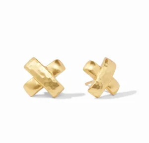 Julie Vos Accessories | Earrings | The Catalina X Stud Earring in Gold