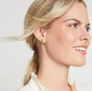 Julie Vos Accessories | Earrings | The Catalina X Stud Earring in Gold