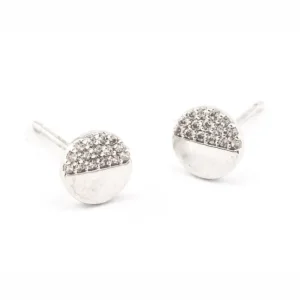 Tai Accessories | Earrings | The Circle Studs with Pave CZ Accents in