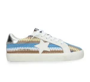 Vintage Havana Sneakers | The Crochet Stripe Star Lace Sneaker in Blue Brown