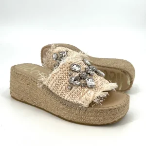 Vidorreta Espadrilles | The Crystal Bit Raffia Slide Espadrille Sandal in