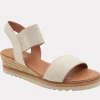 Andre Assous Espadrilles | The Elastic Dual Band Low Wedge Sandal in Beige Linen