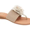 Andre Assous Sandals | The Elastic Thong Sandal w Flower in Beige Platino