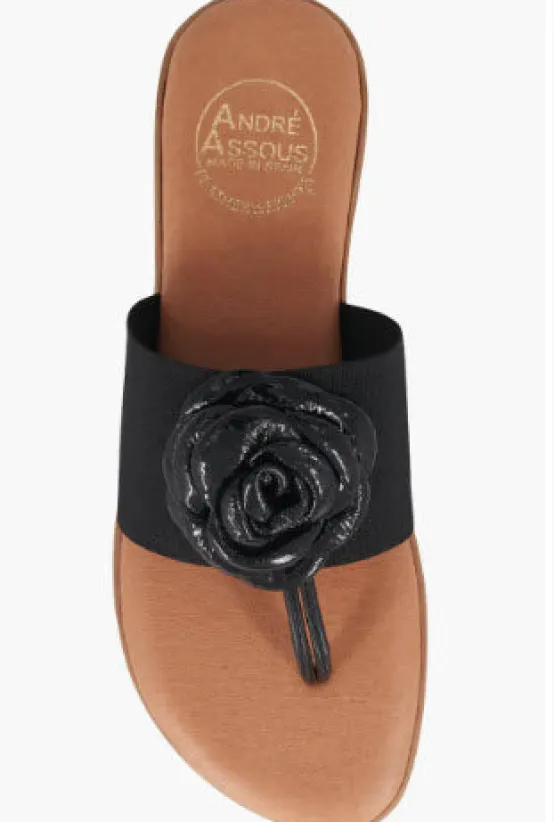 Andre Assous Sandals | The Elastic Thong Sandal w Flower in