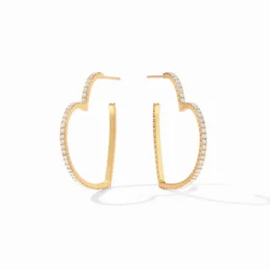 Julie Vos Accessories | Earrings | The Esme Heart Hoop in Gold Crystal