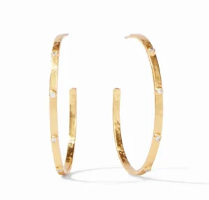 Julie Vos Accessories | Earrings | The Extra Large Crescent Stone Hoop in Gold CZ