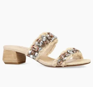 Pelle Moda Sandals | The Frayed Edge with Crystals Dual Band Sandal in