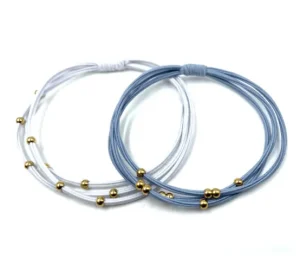 Erin Gray Bracelets | Accessories | The Gold Fill Water Pony Bracelet Hair Band in White Blue