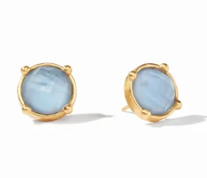 Julie Vos Accessories | Earrings | The Honey Stud Earring in Chalcedonly Blue