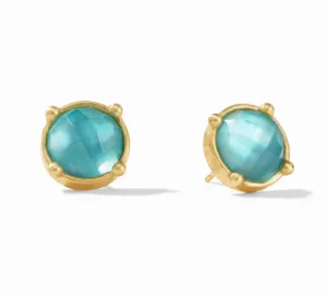 Julie Vos Accessories | Earrings | The Honey Stud Earring in Iridescent Bahamian Blue