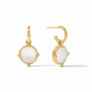 Julie Vos Accessories | Earrings | The Honeybee Hoop and Charm in Clear Crystal