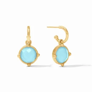 Julie Vos Accessories | Earrings | The Honeybee Hoop and Charm in Capri Blue