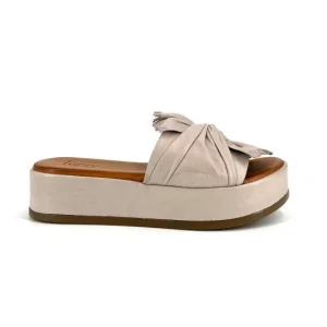 Lizzy Sandals | The Knotted Flatform Slide Sandal in Silver Beige