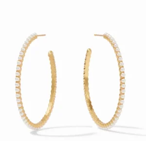 Julie Vos Accessories | Earrings | The Large Juliet Hoop in Gold Pearl