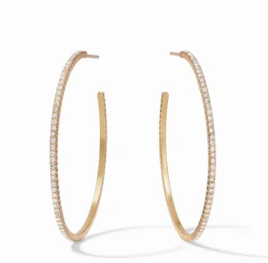 Julie Vos Accessories | Earrings | The Large Windsor Hoop in Gold Crystal