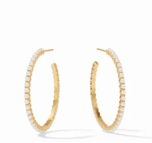 Julie Vos Accessories | Earrings | The Medium Juliet Hoop in Gold Pearl