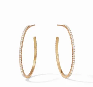 Julie Vos Accessories | Earrings | The Medium Windsor Hoop in Gold Crystal