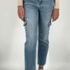 flying monkey Jeans | The Mid Rise Cargo Jean in Light Denim