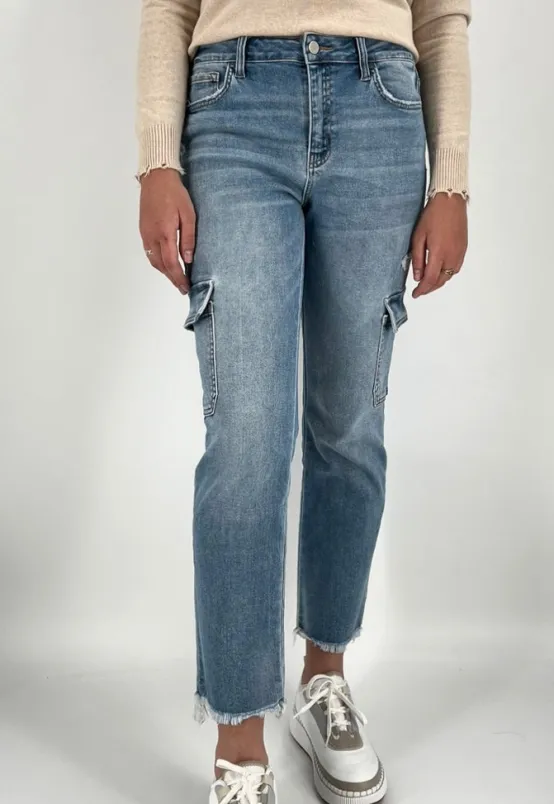 flying monkey Jeans | The Mid Rise Cargo Jean in Light Denim