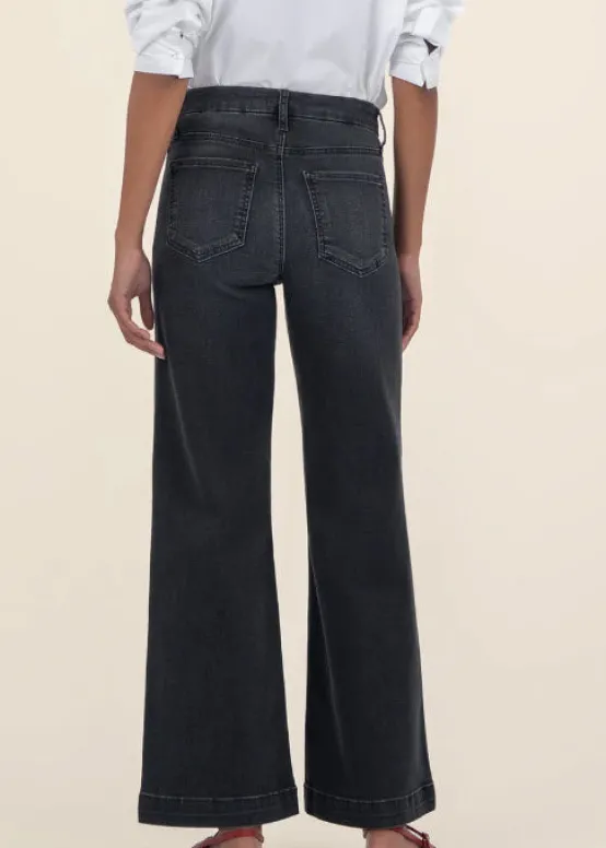 KUT Jeans | The Patch Pocket Wide Leg in Black Wash