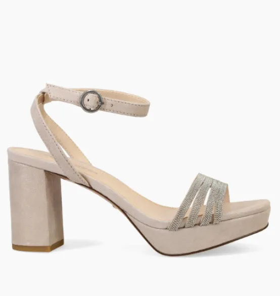 Pelle Moda Event Shoes | Sandals | The Platform Sandal with Metallic Chain in Dark Taupe