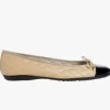 French Sole Flats | The Quilted Cap Toe Ballet in Beige Black