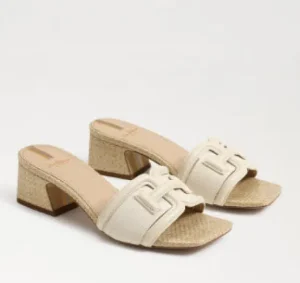 Sam Edelman Sandals | The Raffia & Leather Signature Block Heel Slide in