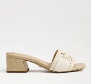 Sam Edelman Sandals | The Raffia & Leather Signature Block Heel Slide in