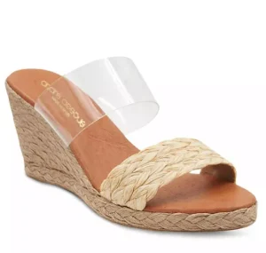 Andre Assous Espadrilles | The Raffia & Vinyl Band Mid Espadrille in Beige Clear