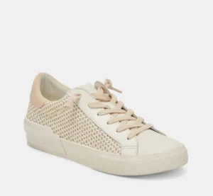 Dolce Vita Sneakers | The Raffia Fabric Lace Sneaker in Tan Cream