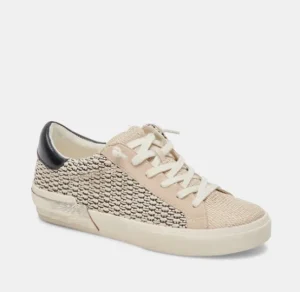 Dolce Vita Sneakers | The Raffia Fabric Lace Sneaker in Black Natural