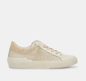 Dolce Vita Sneakers | The Raffia Fabric Lace Sneaker in Tan Cream