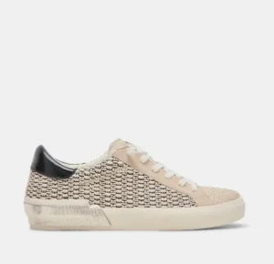 Dolce Vita Sneakers | The Raffia Fabric Lace Sneaker in Black Natural