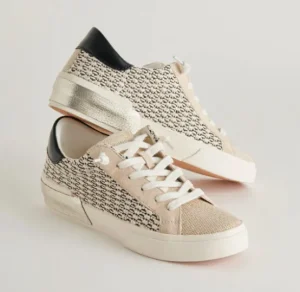 Dolce Vita Sneakers | The Raffia Fabric Lace Sneaker in Black Natural