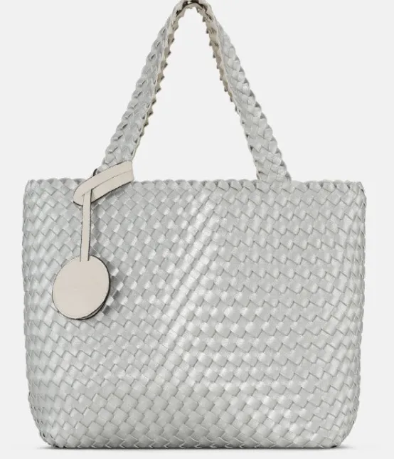 Ilse Jacobsen Totes | Accessories | The Reversible Woven Tote in Cream & Silver