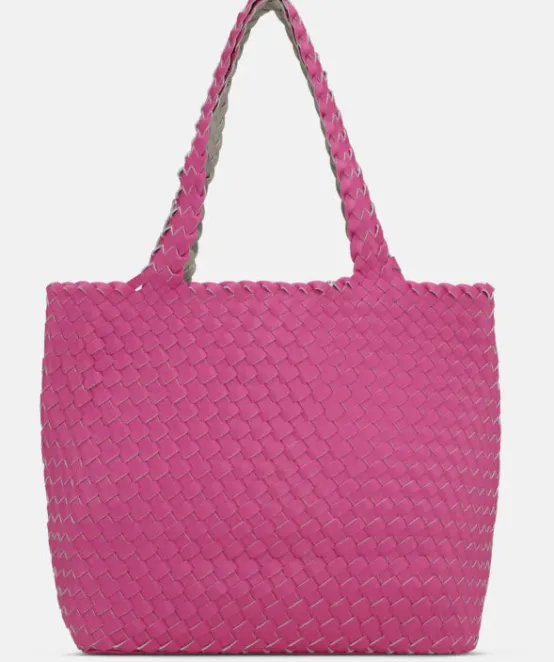 Ilse Jacobsen Totes | The Reversible Woven Tote in Hot Pink & Sand