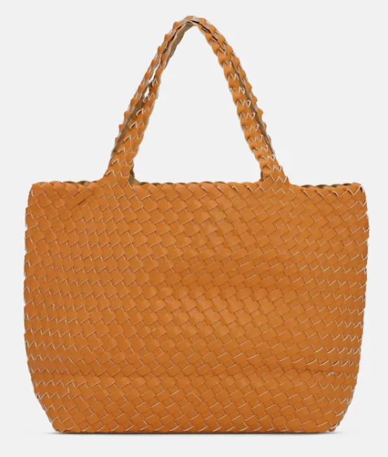 Ilse Jacobsen Totes | The Reversible Woven Tote in Orange & Gold