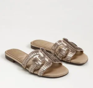 Sam Edelman Sandals | The Sequin Bay Slide Sandal in Molten Gold