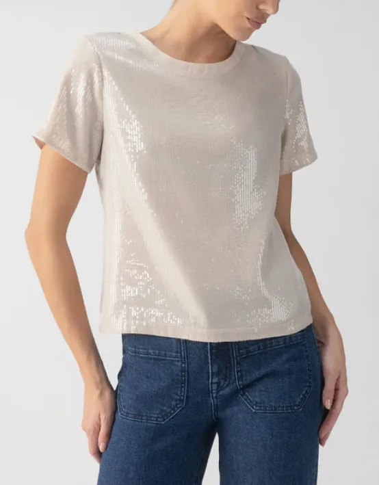 sanctuary Tops | The Sequin Tee in Frosted Almond