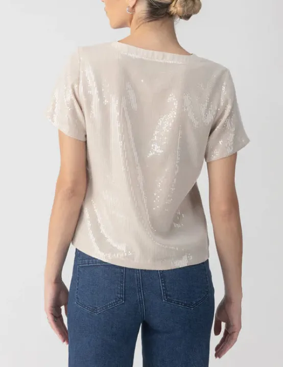 sanctuary Tops | The Sequin Tee in Frosted Almond