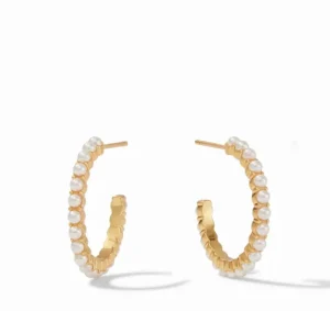 Julie Vos Accessories | Earrings | The Small Juliet Hoop in Gold Pearl