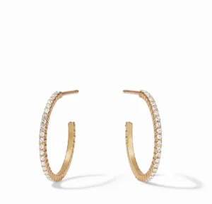 Julie Vos Accessories | Earrings | The Small Windsor Hoop in Gold Crystal