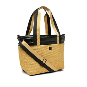 Think Royln Totes | The Trailblazer Shoulder Bag in Dune Raffia and Black