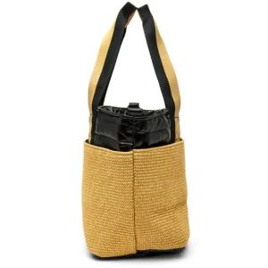 Think Royln Totes | The Trailblazer Shoulder Bag in Dune Raffia and Black